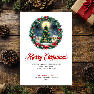 Carte de vœux de Noël scène hivernale joyeuse