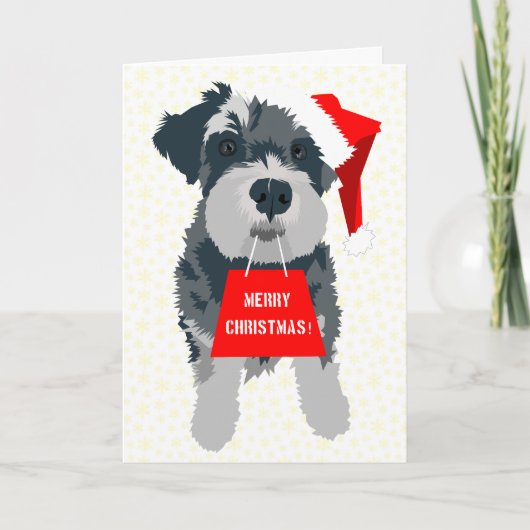 Carte de voeux de Noël Schnauzer Chien Santa Hat (Devant)