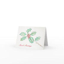 Carte de vœux de Noël "Season's Greetings" Holly