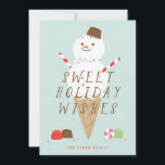 Carte de voeux de Noël Snowcone<br><div class="desc">Cette adorable carte illustrée présente un véritable cône de neige avec des bonbons.</div>