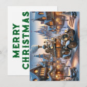 Carte de voeux de Noël Steampunk Bus (Devant / Derrière)