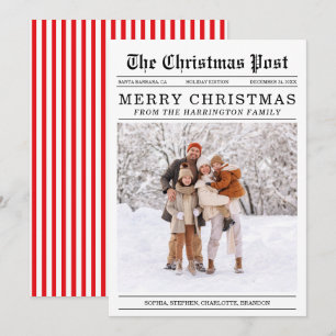 Carte de voeux de Noël style vieux journal