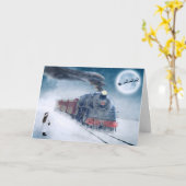 Carte de vœux de Noël sur le thème du train Santa (Fleur jaune)