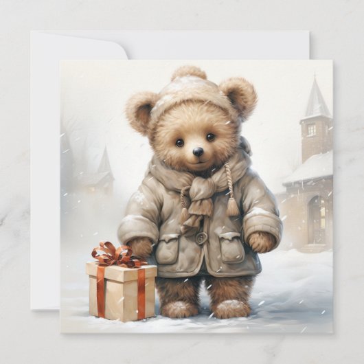 Carte de voeux de Noël Teddy Bear (Devant)