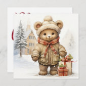Carte de voeux de Noël Teddy Bear (Devant / Derrière)