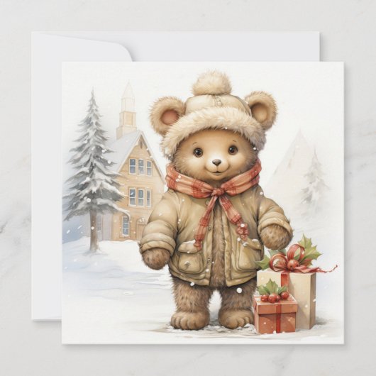 Carte de voeux de Noël Teddy Bear (Devant)