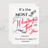 Carte de voeux de Noël Temps le plus merveilleux (Devant / Derrière)