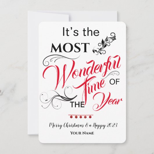 Carte de voeux de Noël Temps le plus merveilleux (Devant)
