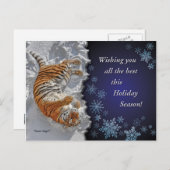 Carte de vœux de Noël Tiger Snow Angel (Devant / Derrière)