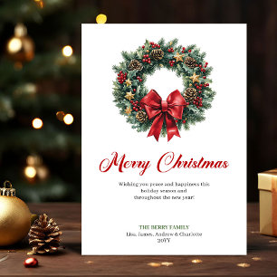 Carte de vœux de Noël traditionnelle avec couronne