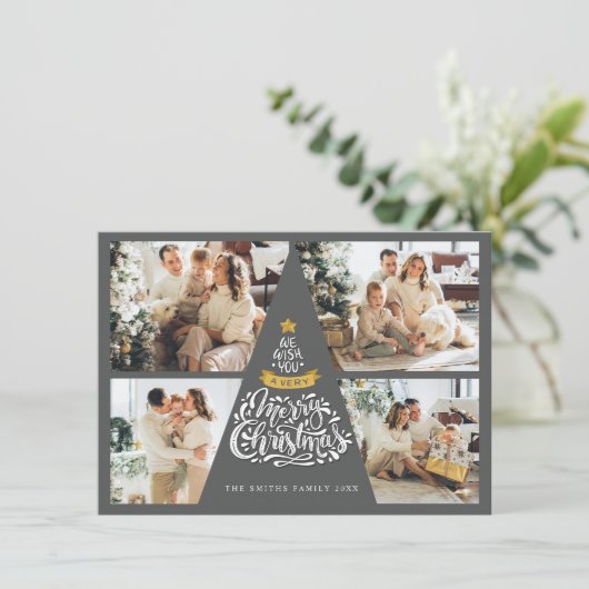 Carte de vœux de Noël Typography Holiday (Debout devant)