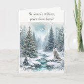 Carte de vœux de Noël Une Renarde Blanche en Paix  (Devant)