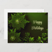 Carte de vœux de Noël verte florale de vacances (Devant / Derrière)