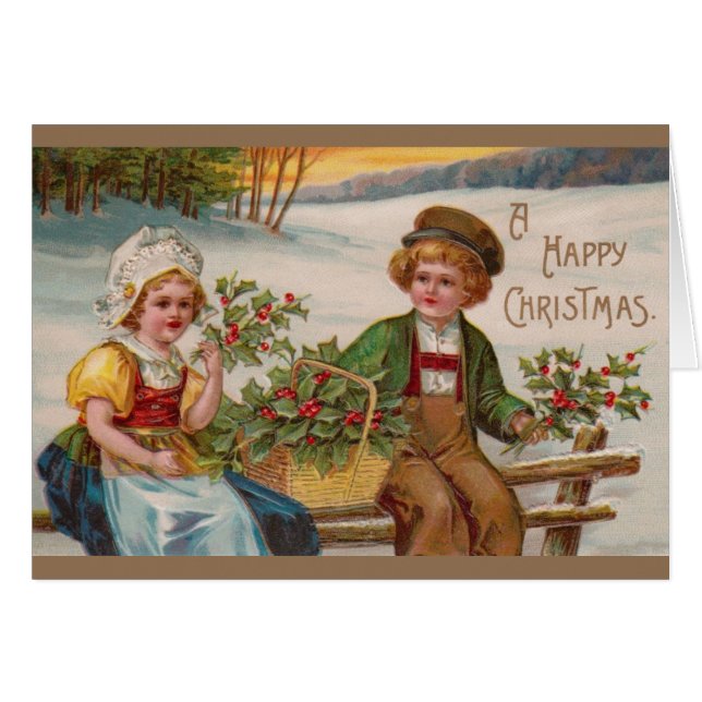 Carte de voeux de Noël victorienne (Devant horizontal)