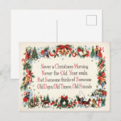 Carte de vœux de Noël vintage avec poème de Noël (Devant / Derrière)