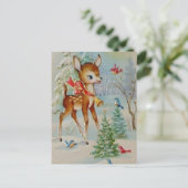 Carte de vœux de Noël vintage avec renne (Debout devant)