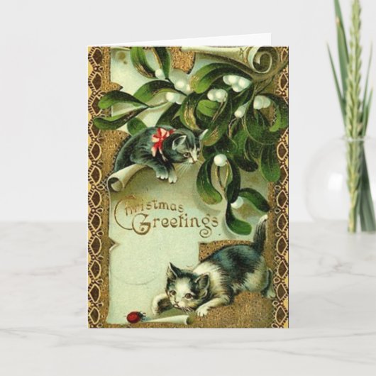 Carte de voeux de Noël vintage Chat (Devant)