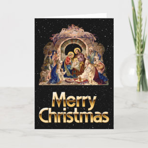 Carte de vœux de Noël vintage de la Nativité