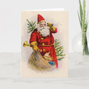 Carte de vœux de Noël vintage de Père Noël avec de