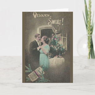 Carte de voeux de Noël vintage en Pologne