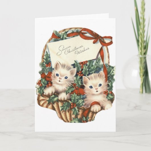 Carte de voeux de Noël vintage Kittens (Devant)