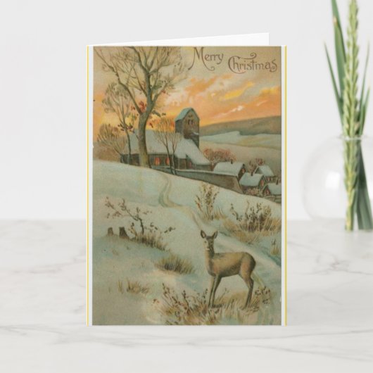 Carte de voeux de Noël vintage neige paysage (Devant)