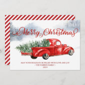 Carte de voeux de Noël vintage Red Truck (Devant / Derrière)