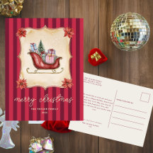 Carte de vœux de Noël vintage | Traîneau antique