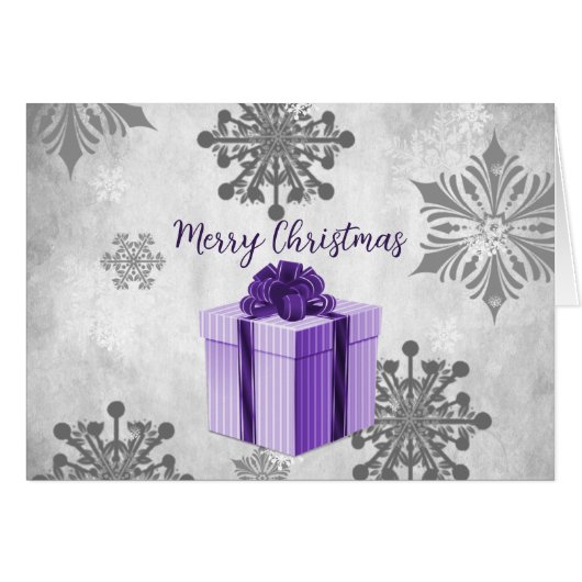 Carte de voeux de Noël violet (Devant horizontal)