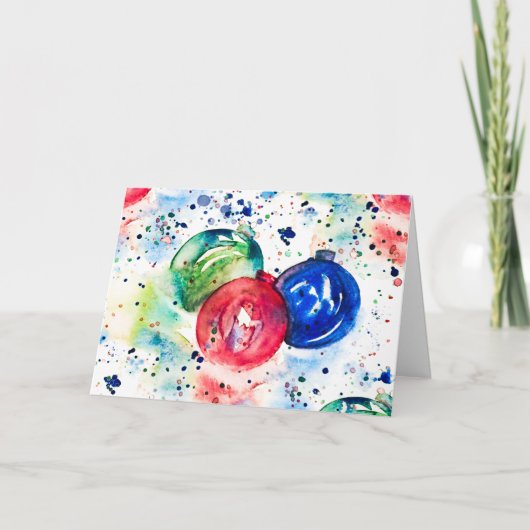 Carte de voeux de Noël Watercolor Baubles (Devant)