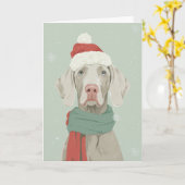 Carte de vœux de Noël Weimaraner (Fleur jaune)