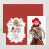 Carte de vœux de Noël Western Mignonne (Devant / Derrière)