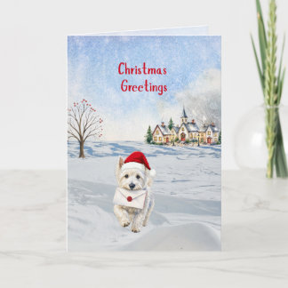 Carte de vœux de Noël Westie d'hiver