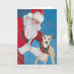 Carte de voeux de Noël Whippet et Père Noël Dog Ar