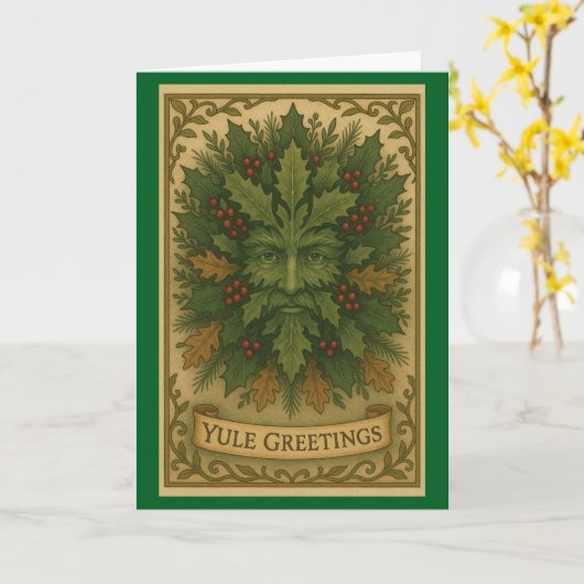 Carte de vœux de Noël Yule Greetings (Fleur jaune)
