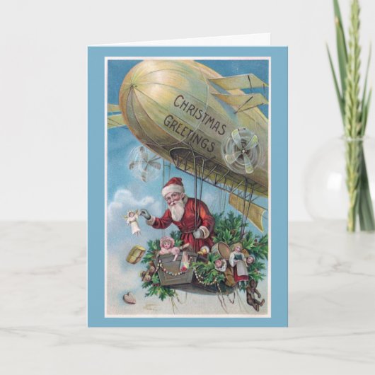 Carte de voeux de Noël zeppelin blimp (Devant)