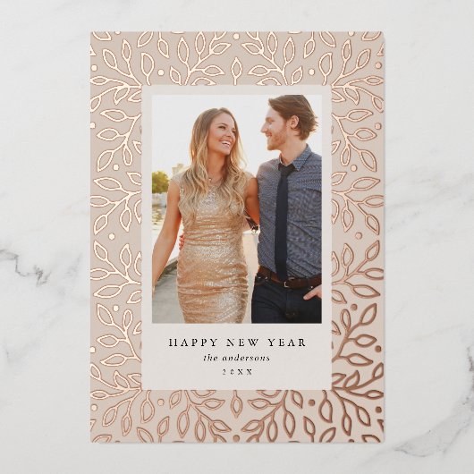 Carte de vœux de Nouvel An avec papier métallisé f (Recto)