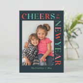 Carte de vœux de Nouvel An couleur modifiable avec (Debout devant)