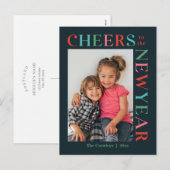 Carte de vœux de Nouvel An de couleur modifiable a (Devant / Derrière)