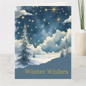 Carte de vœux de nuit enneigé pour l'hiver (Devant)