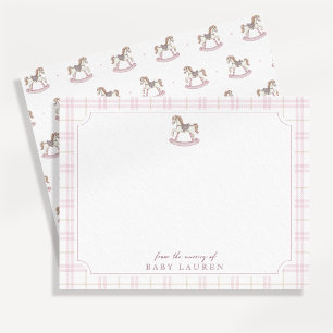 Carte de vœux de nursery Cheval à bascule Rose Pré