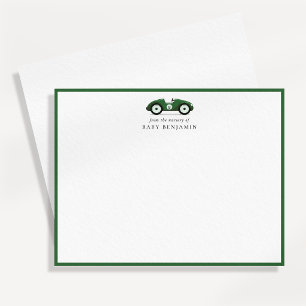 Carte de vœux de nursery voiture rétro verte