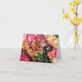 Carte de voeux de paon éblouissante (Fleur jaune)