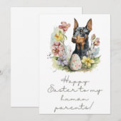 Carte de vœux de Pâques 5 x 7 pour Dobermann Pinsc (Devant / Derrière)