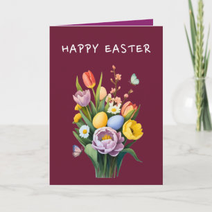 Carte de vœux de Pâques à bouquet floral gras