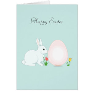 Carte de vœux de Pâques avec lapin et œuf