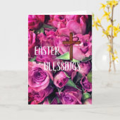 Carte de vœux de Pâques croix roses (Fleur jaune)