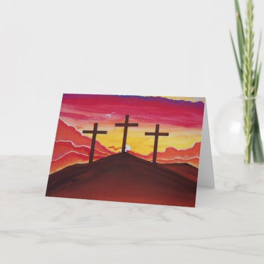 Carte de voeux de Pâques Croix Sunset Jesus Art (Devant)
