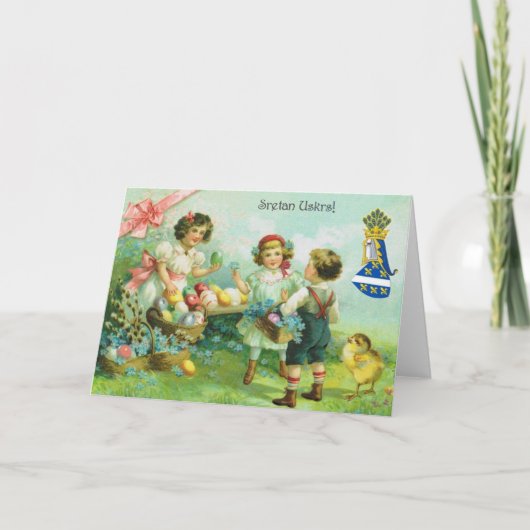 Carte de voeux de Pâques de Sretan en croate vinta (Devant)