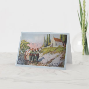 Carte de voeux de Pâques de Sretan en croate vinta